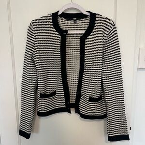 Uniqlo Black & White Striped Womens Cardigan Sweater